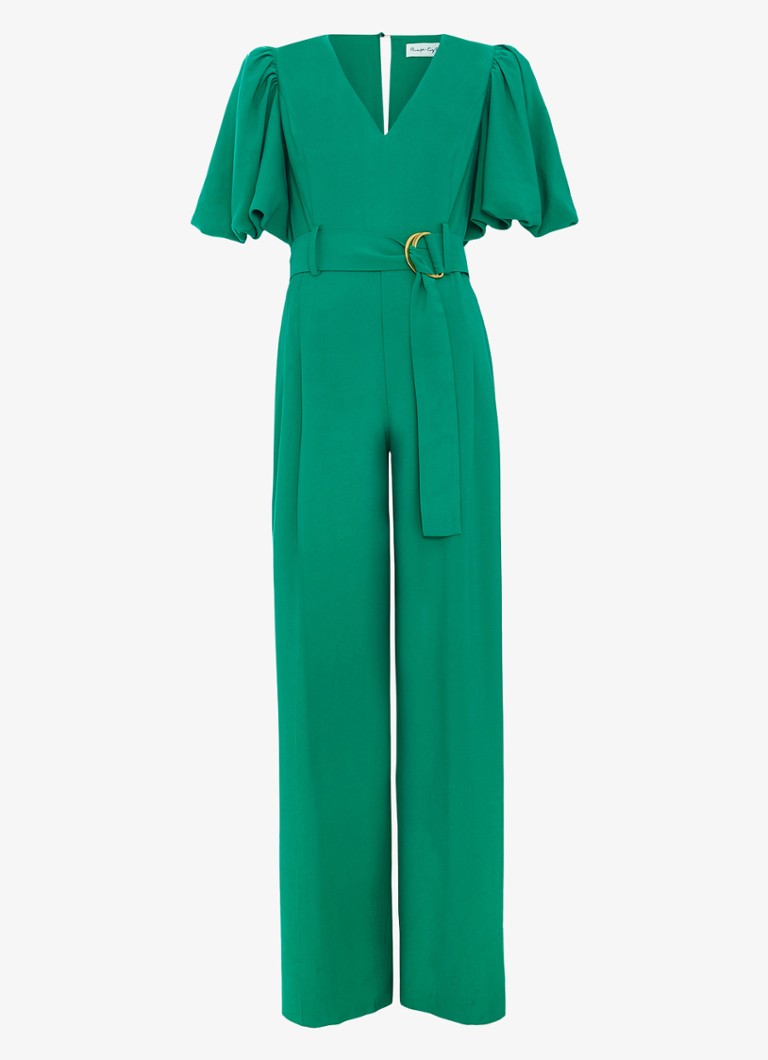 Phase Eight Dames Margot wide fit jumpsuit met ceintuur en V-hals in de kleur Groen