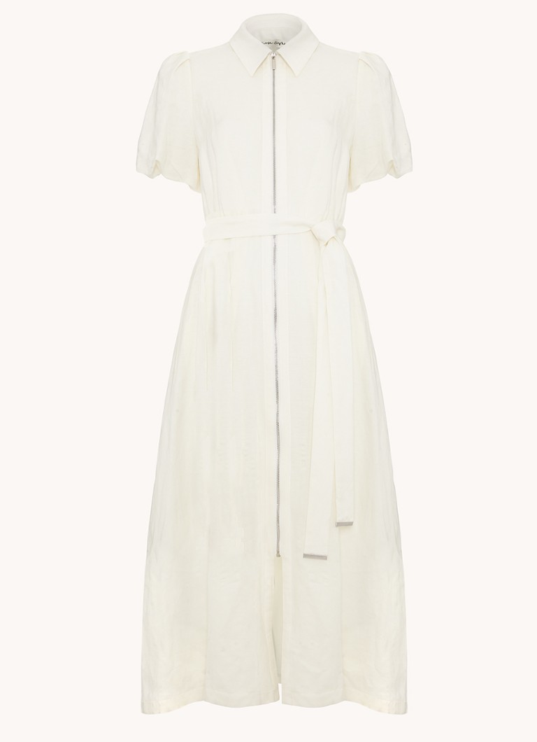 Phase Eight Dames Betsie midi blousejurk met strikceintuur in de kleur Wit