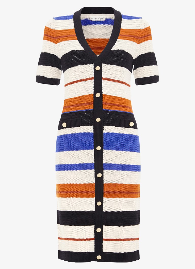 Phase Eight Dames Bridget grofgebreide midi jurk met streepprint in de kleur Zwart