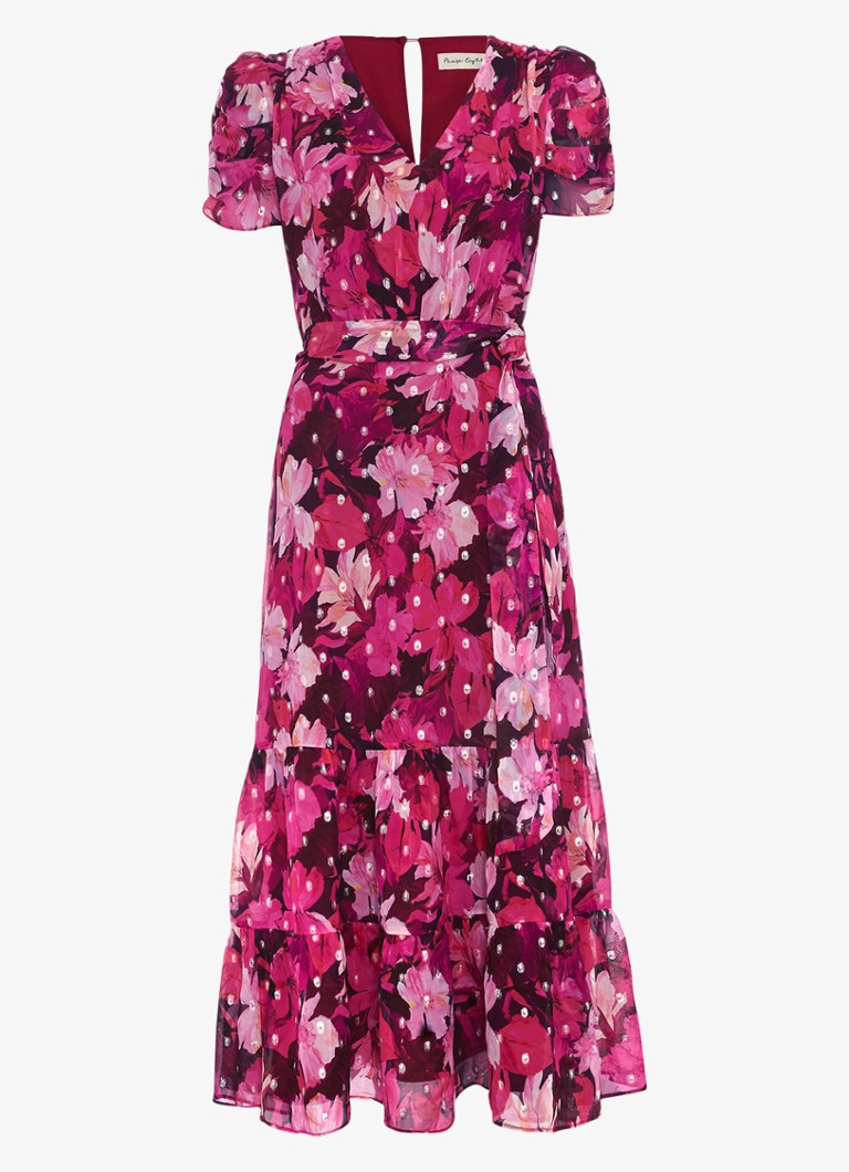 Phase Eight Dames Azalea midi jurk met bloemenprint in de kleur Roze