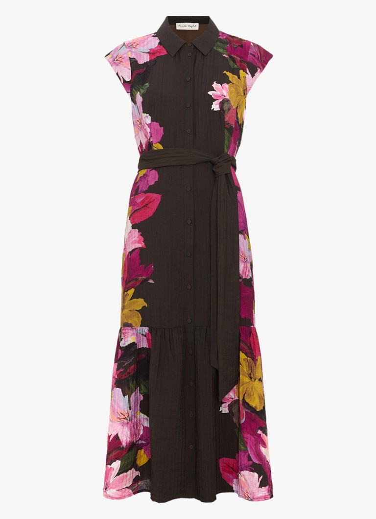 Phase Eight Dames Robyn midi jurk met bloemenprint in de kleur Bronsgroen
