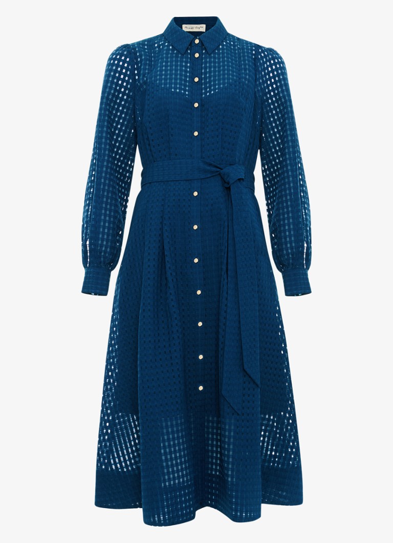 Phase Eight Dames Natalie midi jurk met ruitdessin in de kleur Blauw