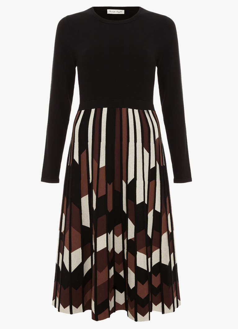 Phase Eight Dames Maci midi jurk met grafische print in de kleur Bruin