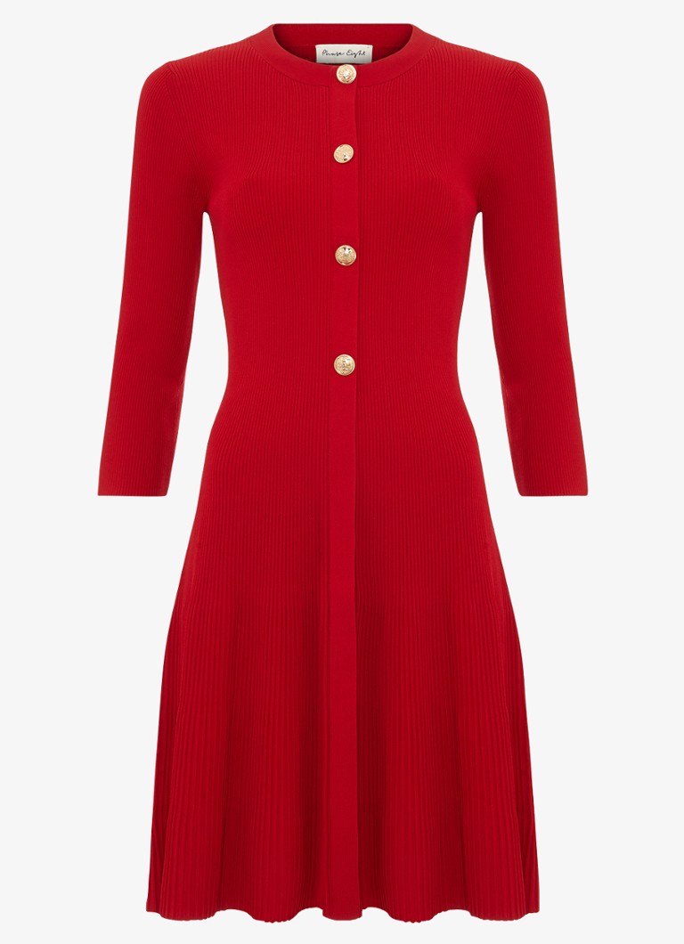 Phase Eight Dames Rachel mini jurk met plooien in de kleur Koraalrood