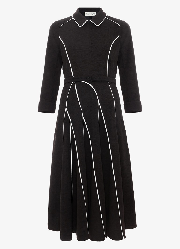 Phase Eight Dames Tilly midi jurk met streep detail in de kleur Zwart
