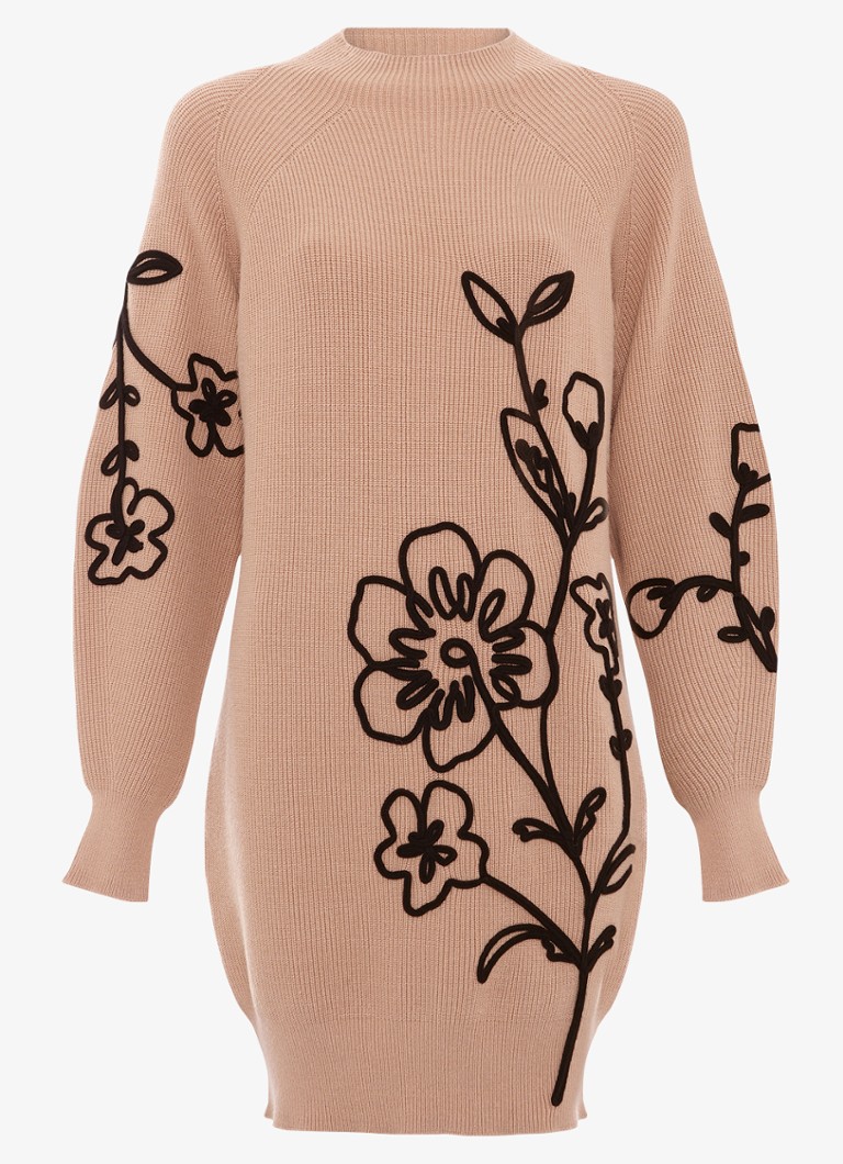 Phase Eight Dames Rosa fijngebreide trui met borduring in de kleur Beige