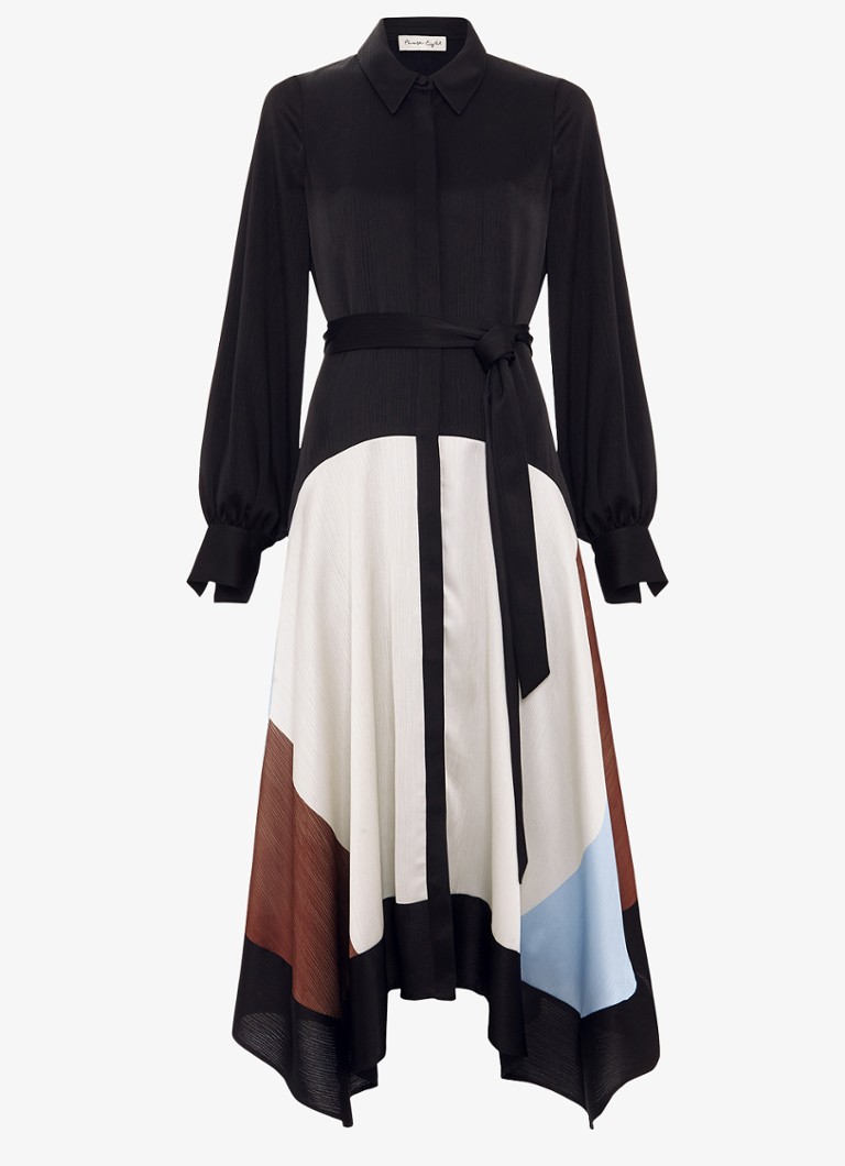 Phase Eight Dames Midi tuniekjurk van satijn met print in de kleur Zwart
