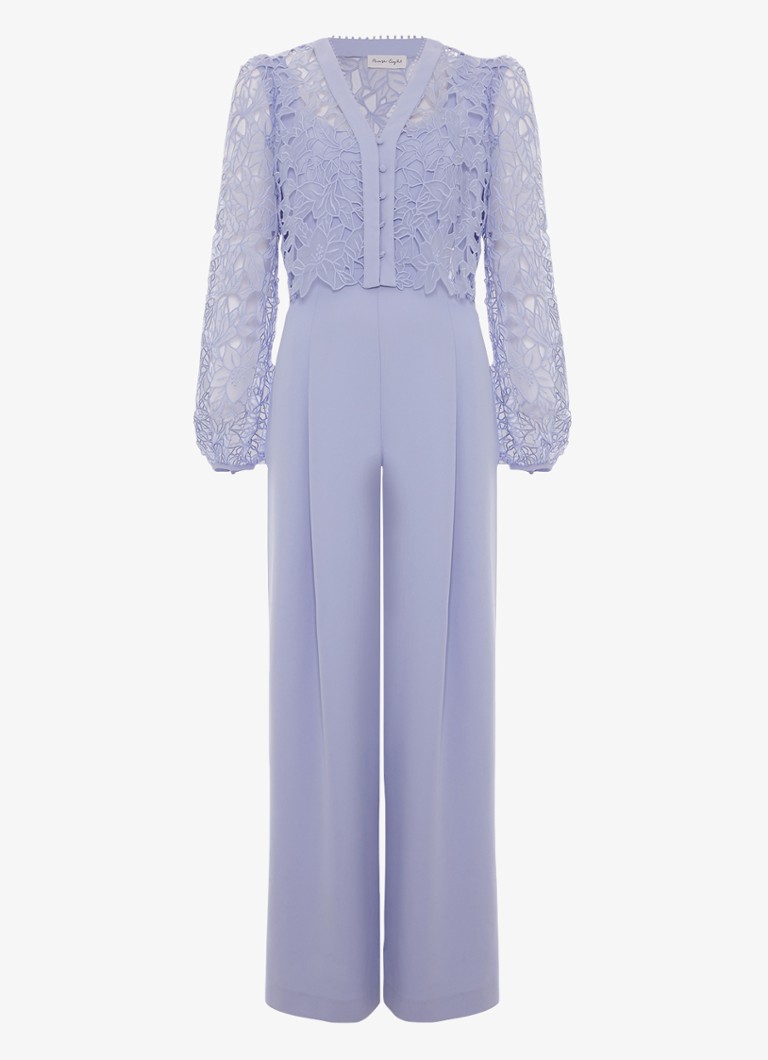 Phase Eight Dames Winona jumpsuit met vest van broderie in de kleur Pale Blue