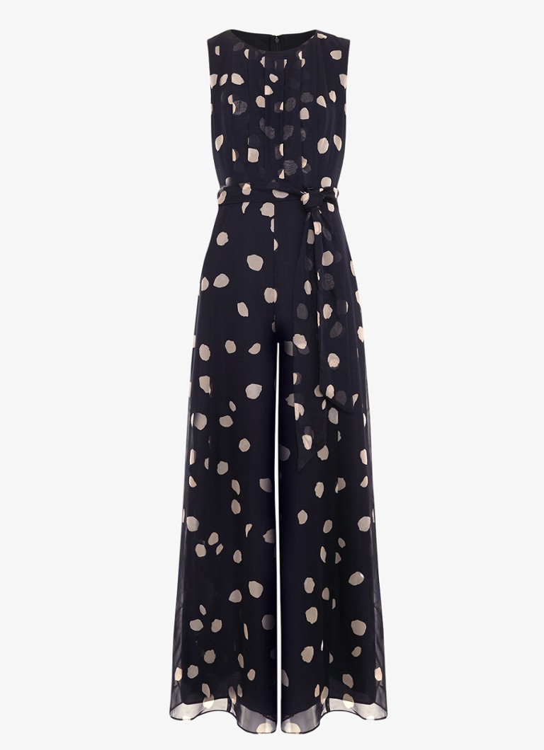 Phase Eight Dames Maxine wide fit jumpsuit met stippenprint in de kleur Donkerblauw