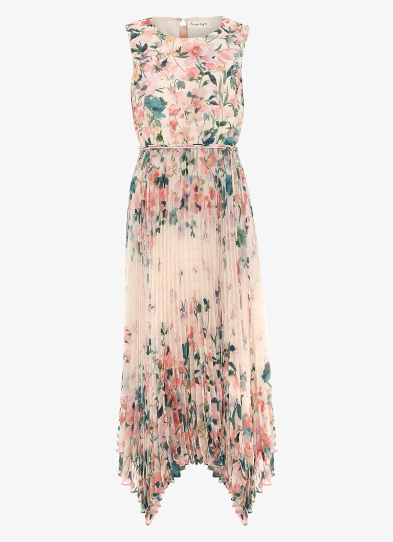Phase Eight Dames Georgiana midi jurk met bloemenprint in de kleur Oudroze