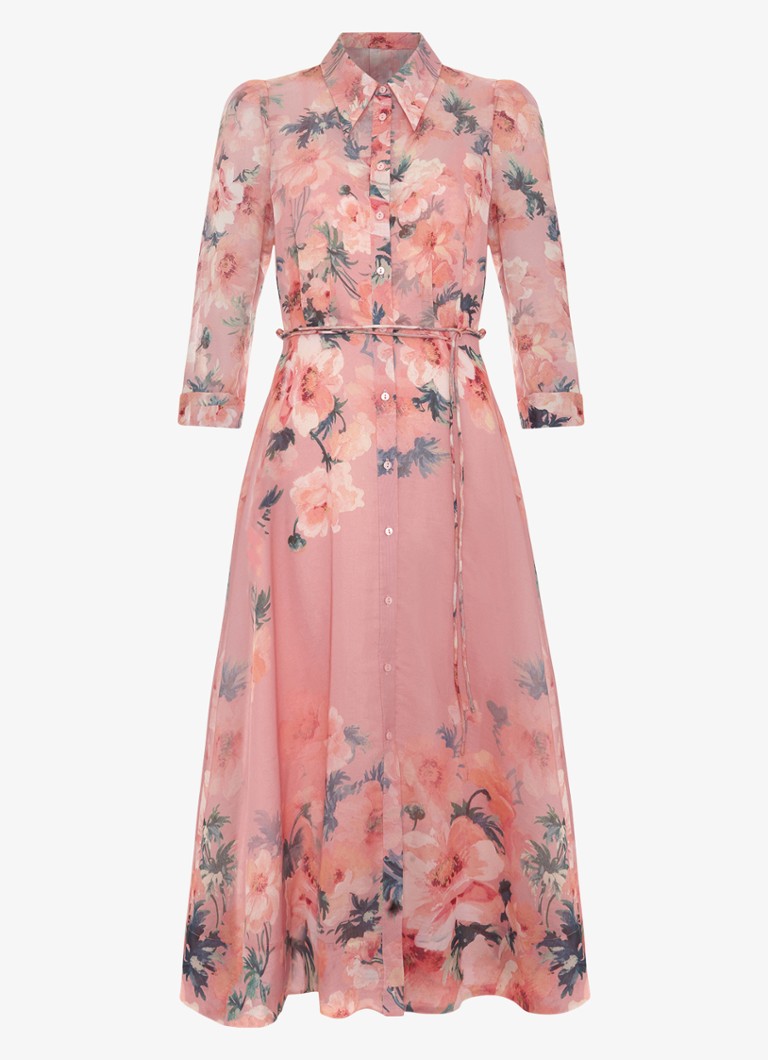 Phase Eight Dames Anabella midi jurk met bloemenprint in de kleur Oudroze