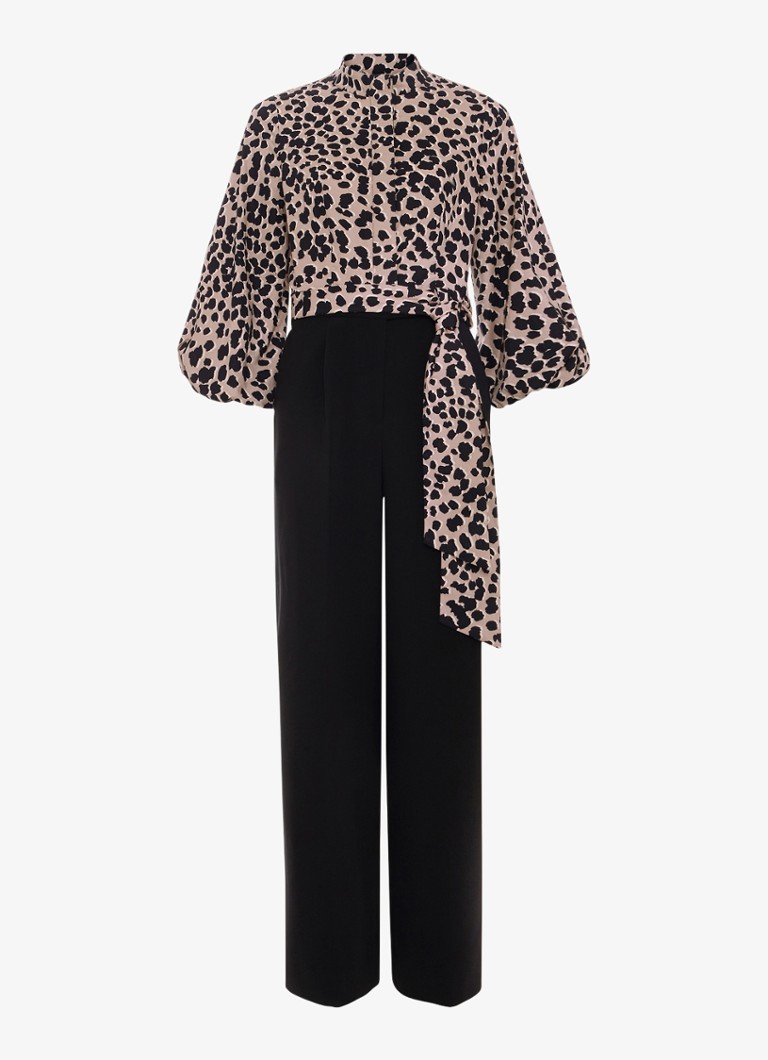Phase Eight Dames Wide fit jumpsuit met dierenprint in de kleur Zwart