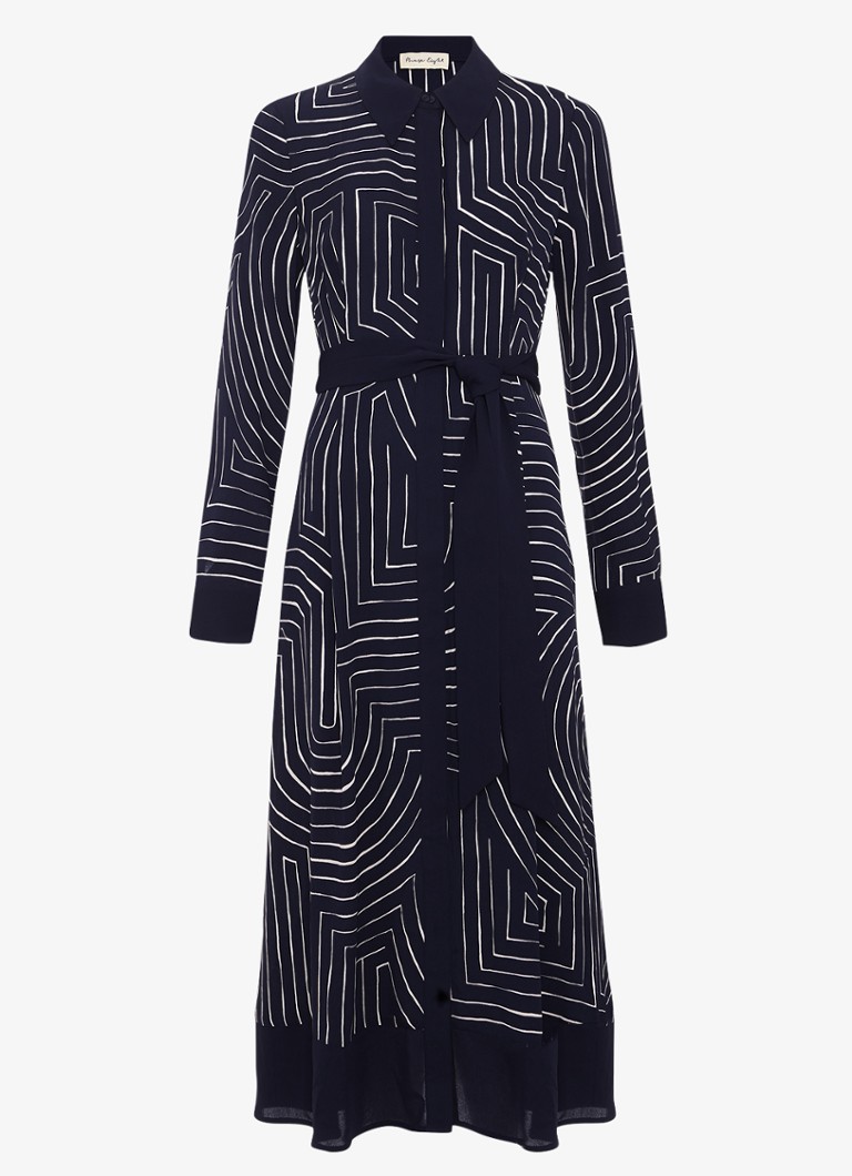 Phase Eight Dames Charlotte midi jurk met grafische print in de kleur Donkerblauw