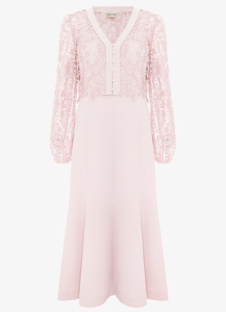 Phase Eight Dames Petite Ayumi midi jurk met vest van broderie in de kleur Oudroze