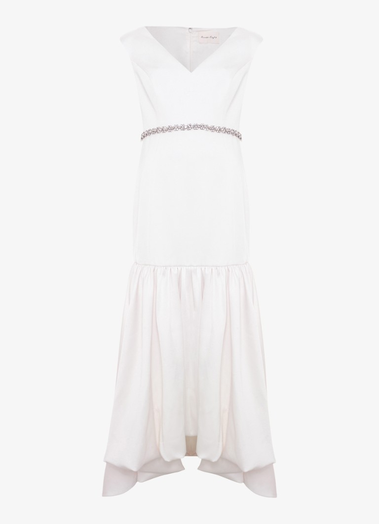 Phase Eight Dames Othelia maxi jurk met volant in de kleur Gebroken wit