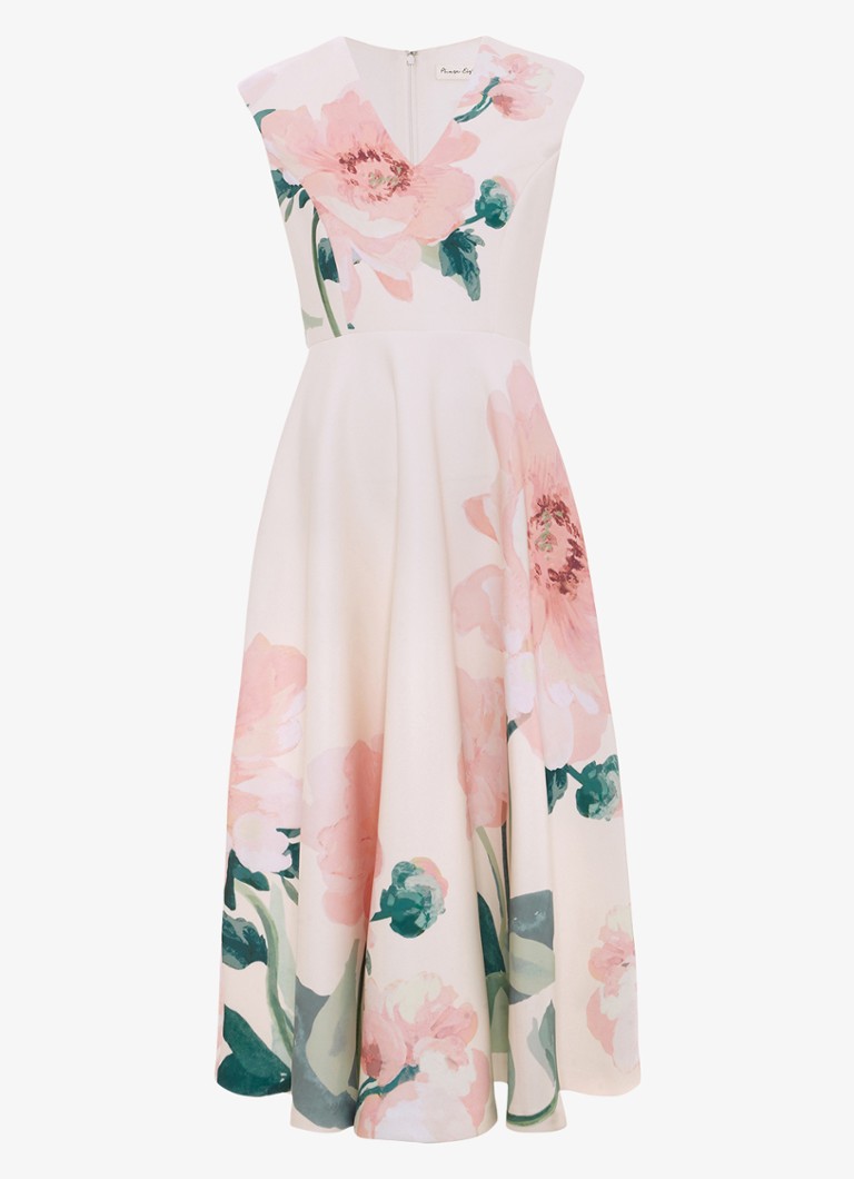 Phase Eight Dames Rakhi Scuba Floral midi jurk met print in de kleur Oudroze