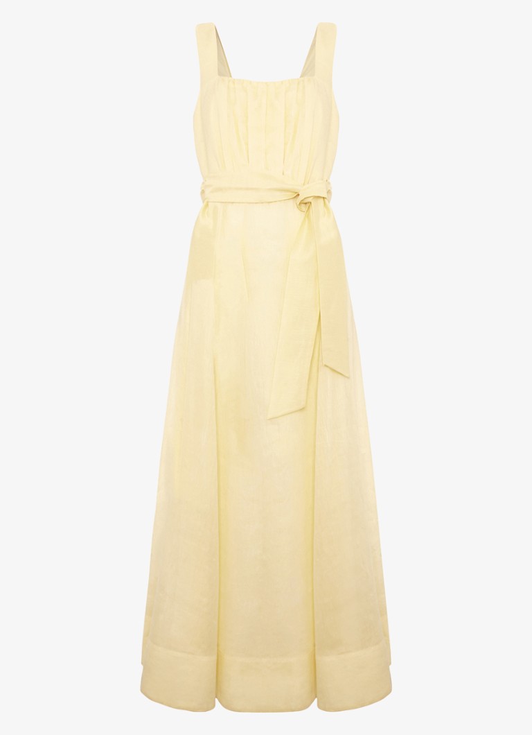 Phase Eight Dames Zahira midi jurk met strikceintuur in de kleur Geel