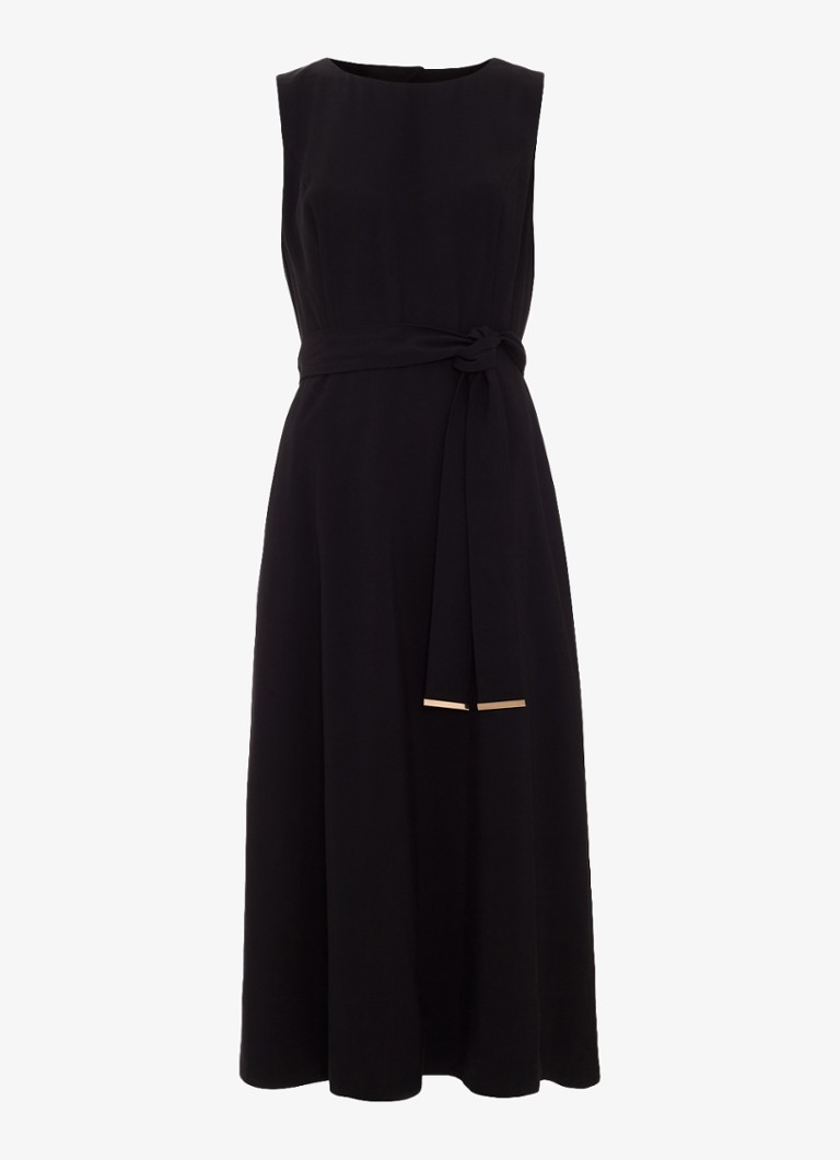 Phase Eight Dames Marta midi jurk met strikceintuur in de kleur Zwart