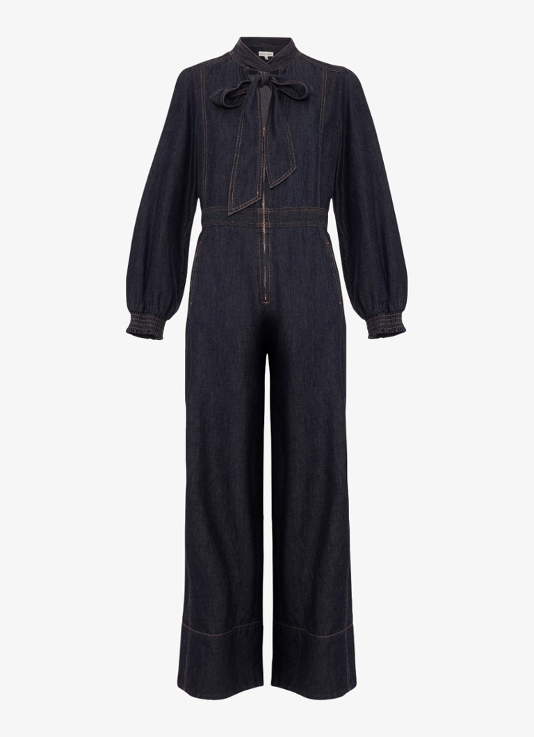 Phase Eight Dames Patricia wide fit jumpsuit met strikkraag in de kleur Indigo