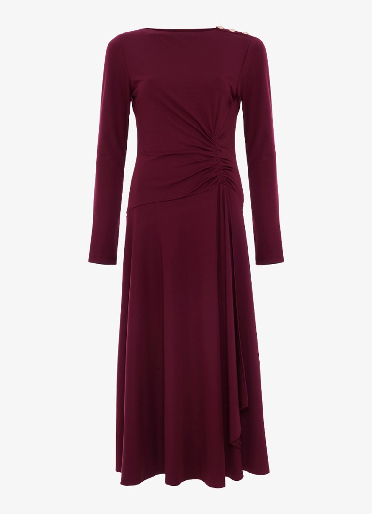 Phase Eight Dames Eugenia midi jurk met plooien in de kleur Burgundy