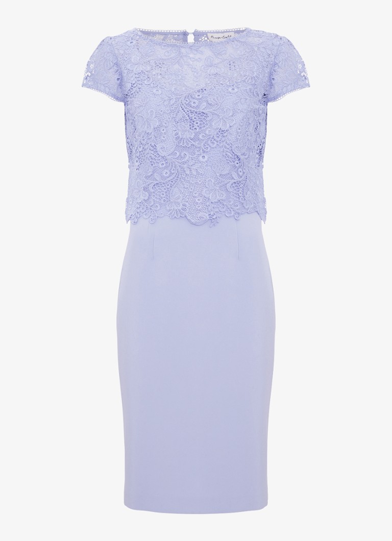 Phase Eight Dames Daisy midi jurk met top van broderie in de kleur Lichtblauw