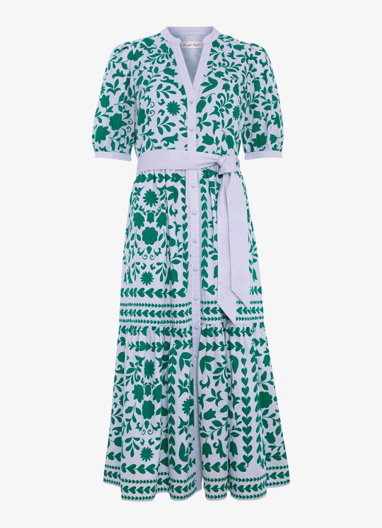 Phase Eight Dames Trinity midi blousejurk met strikceintuur in de kleur Donkerblauw
