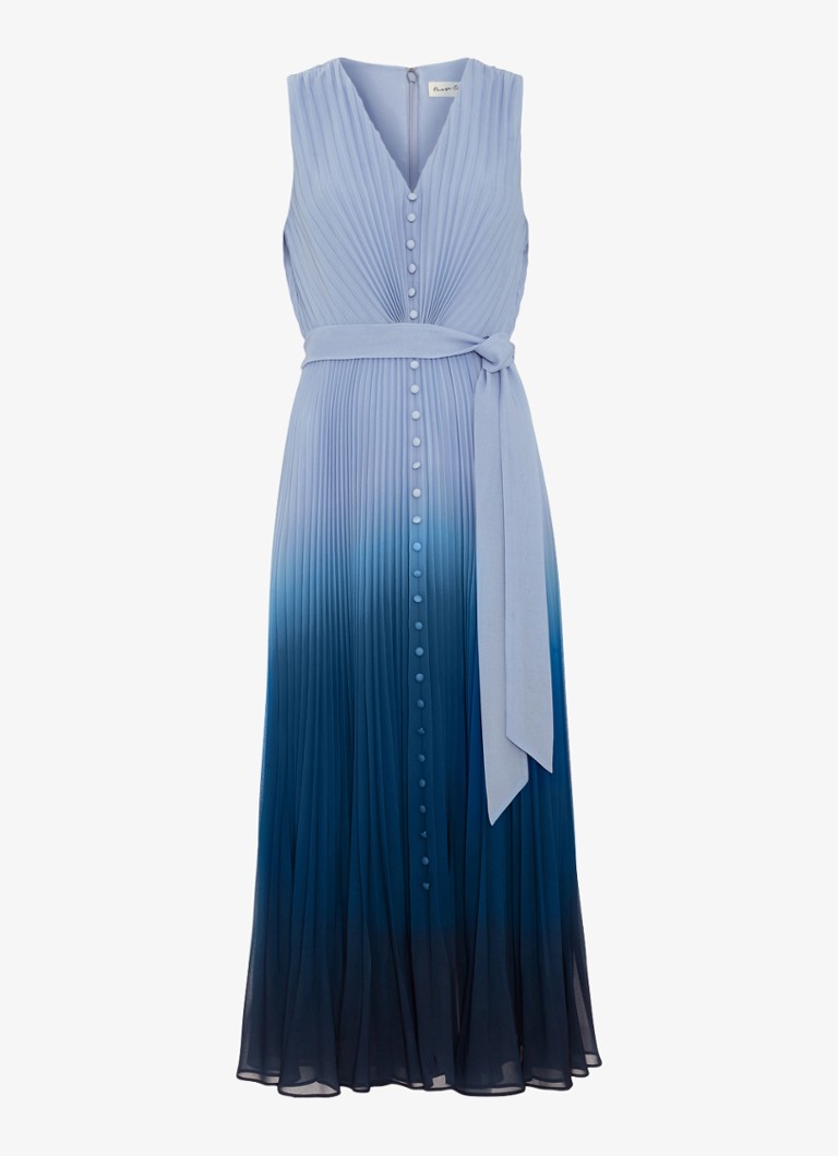 Phase Eight Dames Mira Ombre midi jurk met plooien in de kleur Blauw