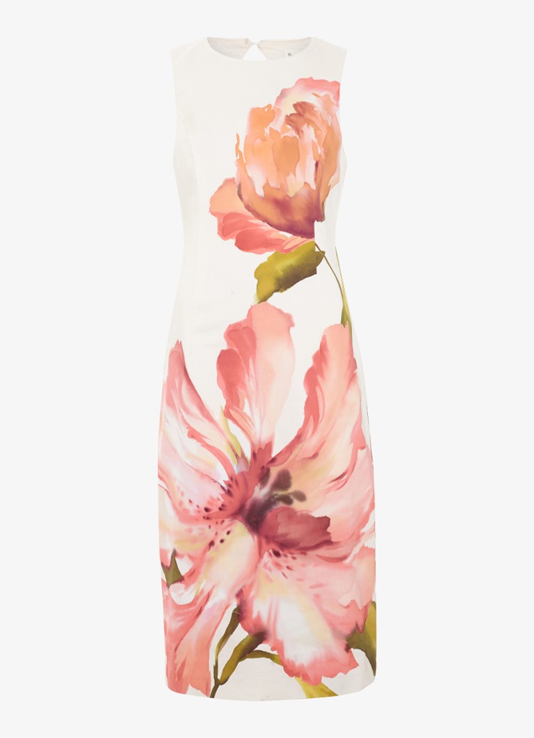 Phase Eight Dames Nadina midi jurk met bloemenprint in de kleur Gebroken wit