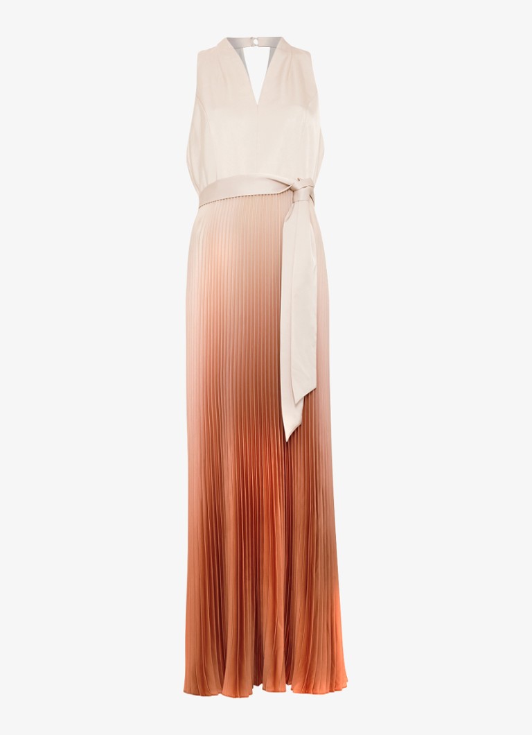 Phase Eight Dames Sloane maxi jurk met plooien en strikceintuur in de kleur Oranje