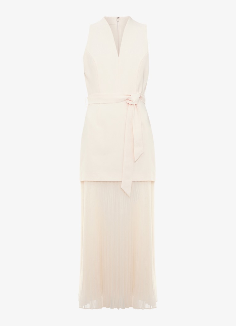 Phase Eight Dames Pia midi jurk met strikceintuur en plooien in de kleur Ivory