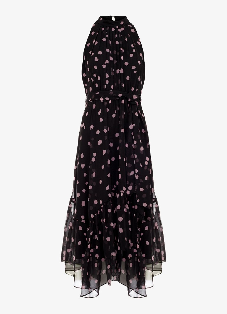 Phase Eight Dames Lucinda midi jurk met stippenprint in de kleur Zwart