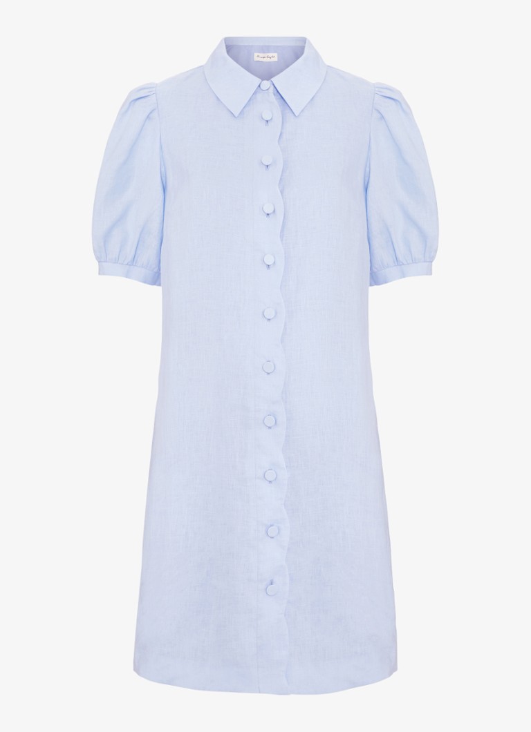 Phase Eight Dames Candice mini blousejurk in linnenblend in de kleur Lichtblauw