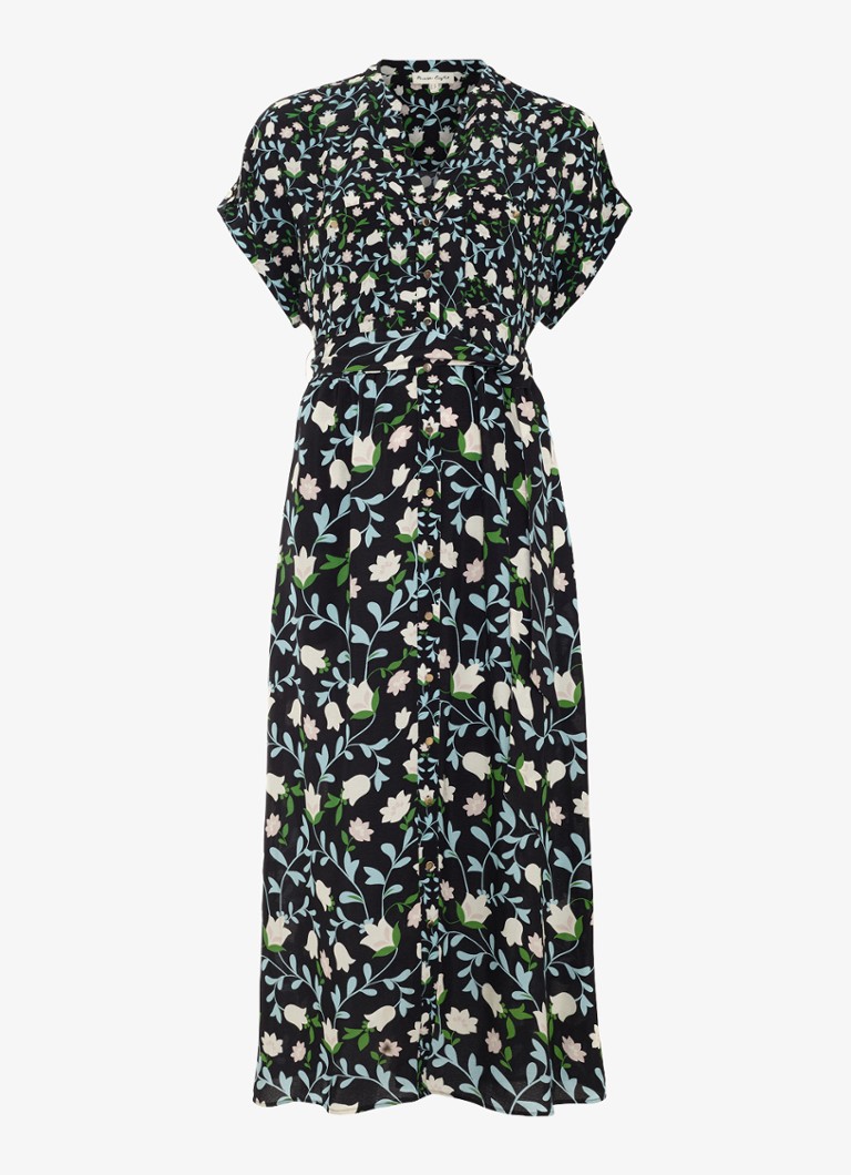 Phase Eight Dames Luisa midi jurk met steekzakken en bloemenprint in de kleur Zwart