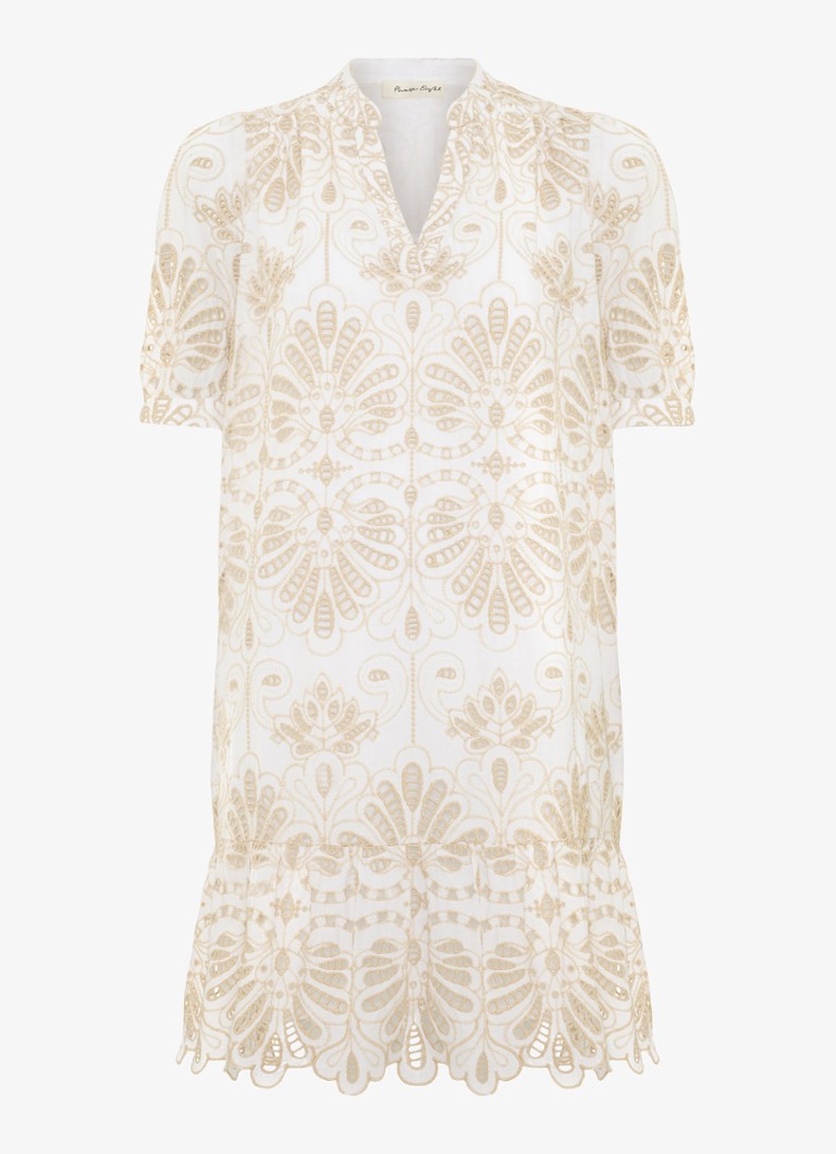 Phase Eight Dames Liliana mini jurk met borduring in de kleur Creme