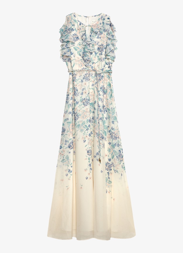 Phase Eight Dames Rachel maxi jurk met bloemenprint en strikceintuur in de kleur Creme