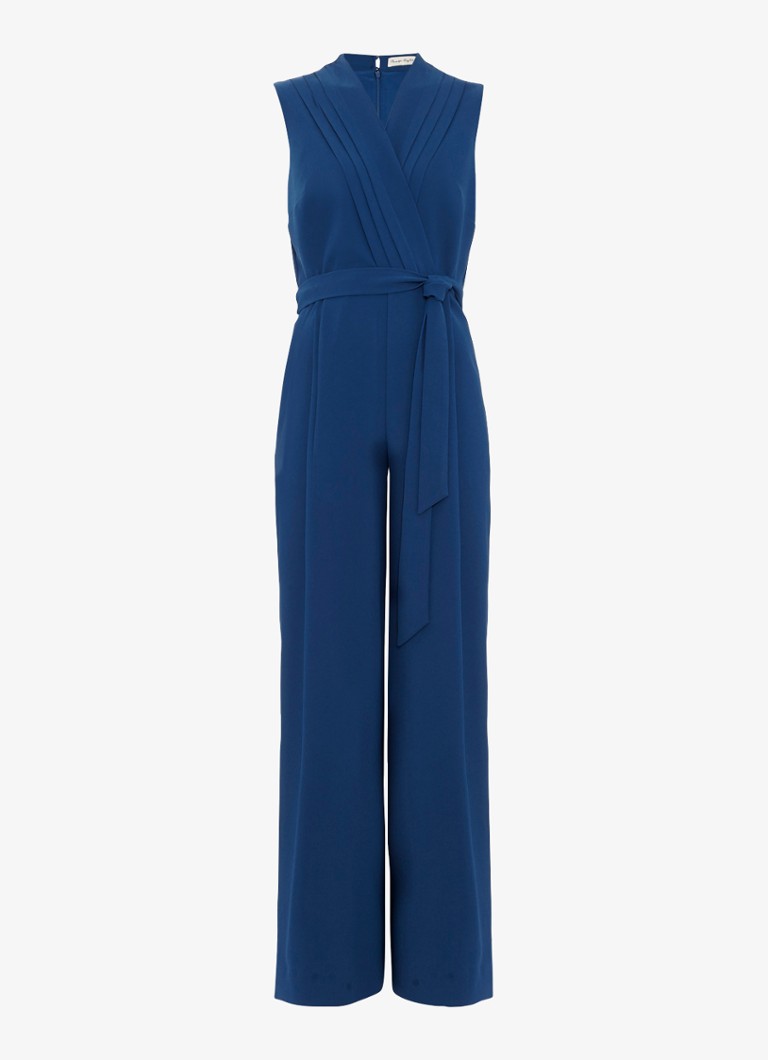 Phase Eight Dames Maisley wide fit jumpsuit met strikceintuur in de kleur Donkerblauw