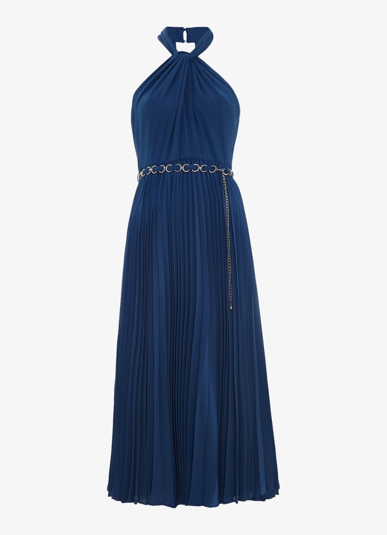 Phase Eight Dames Sathia midi jurk met plooien in de kleur Donkerblauw
