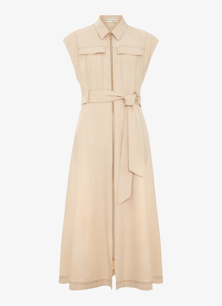 Phase Eight Dames Alira midi jurk met strikceintuur in de kleur Creme