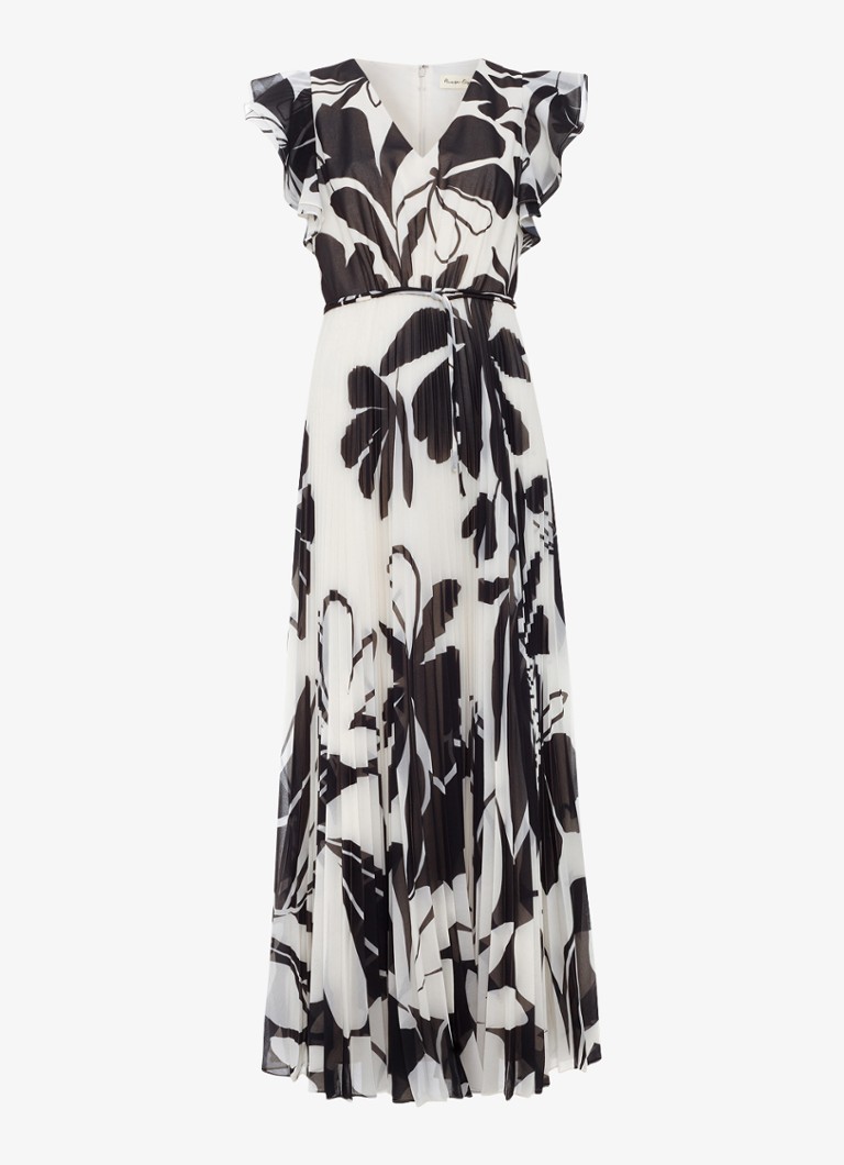 Phase Eight Dames Uma maxi jurk met strikceintuur en print in de kleur Zwart