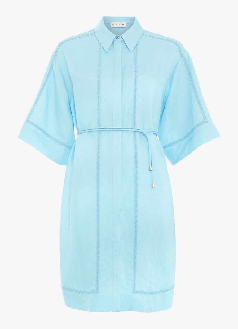 Phase Eight Dames Lara mini blousejurk in linnenblend in de kleur Blauw