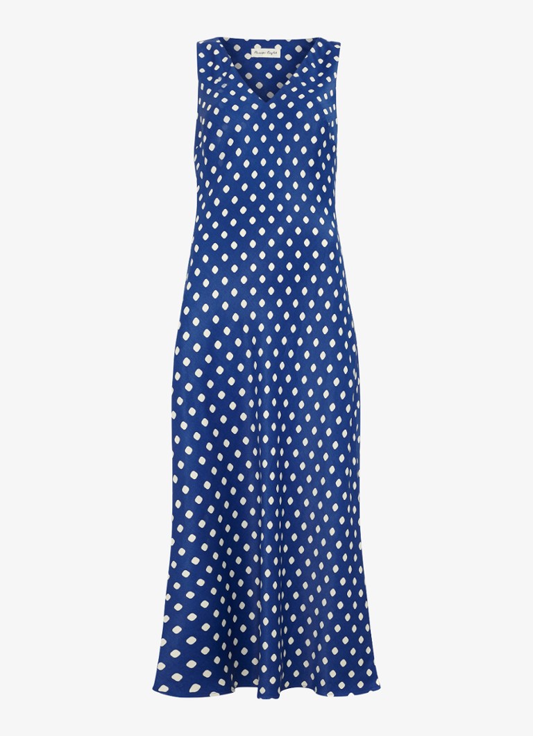 Phase Eight Dames Tina midi jurk met stippenprint in de kleur Donkerblauw