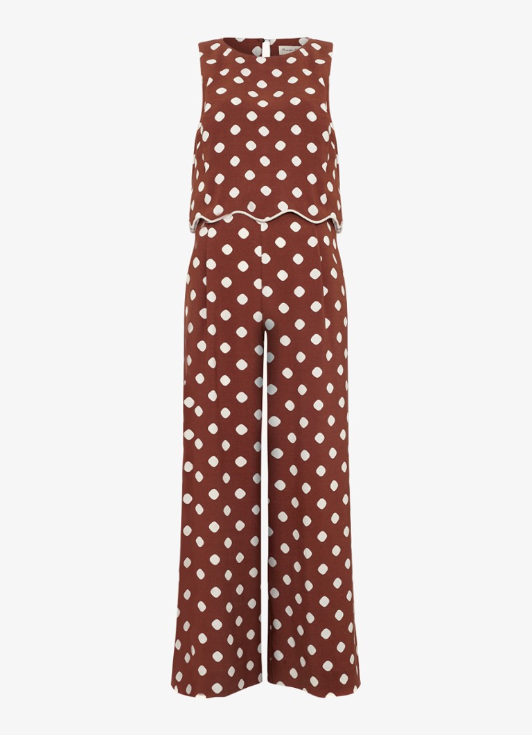 Phase Eight Dames Alia loose fit jumpsuit met stippenprint in de kleur Bruin