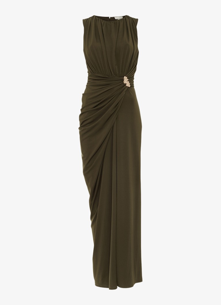 Phase Eight Dames Cassidy maxi jurk met plooidetail in de kleur Donkergroen