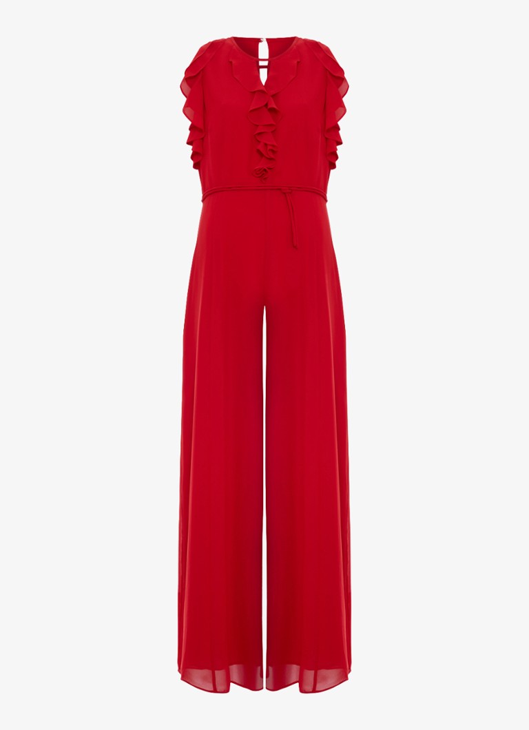 Phase Eight Dames Rachel wide fit jumpsuit met ruches in de kleur Vuurrood