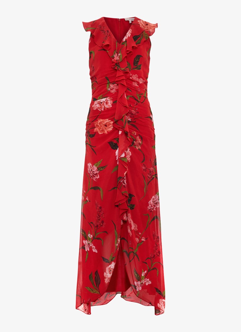 Phase Eight Dames Mae maxi jurk met bloemenprint in de kleur Rood