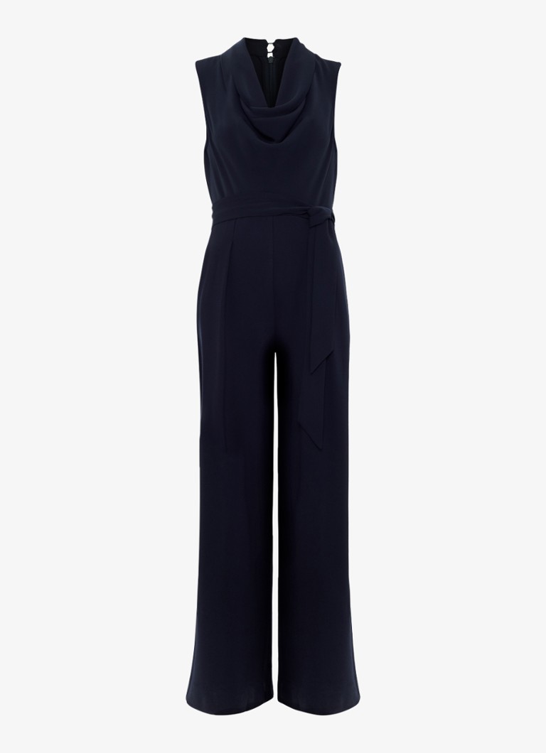 Phase Eight Dames Emry wide fit jumpsuit met strikceintuur in de kleur Blauw