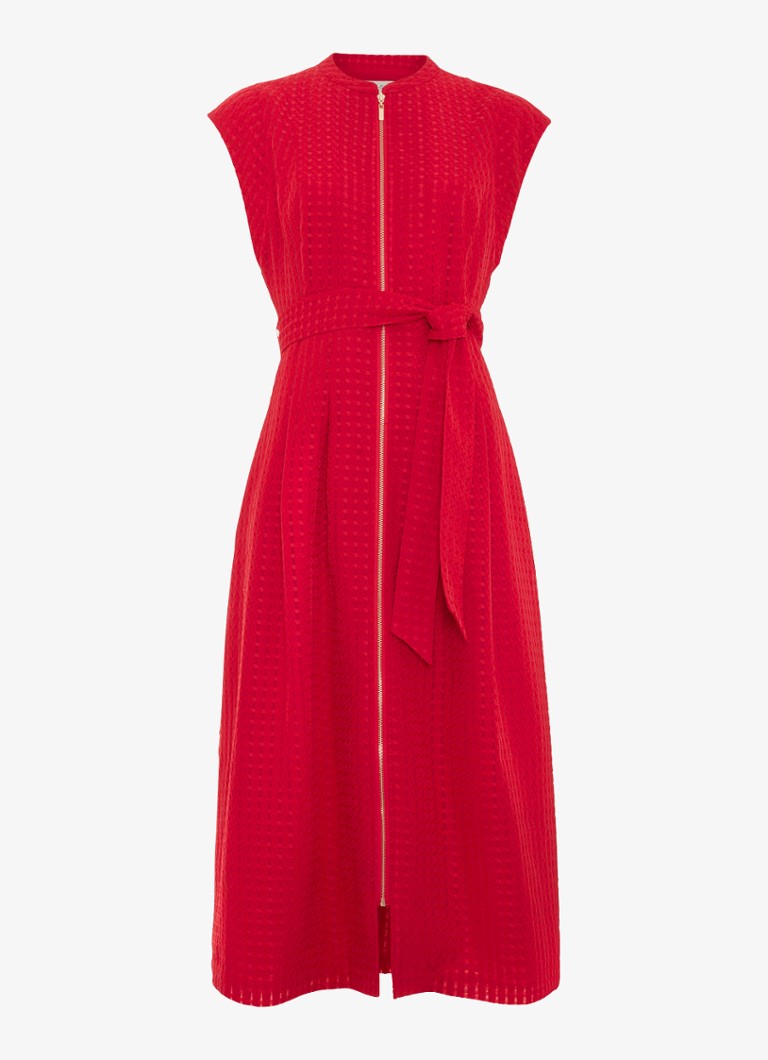 Phase Eight Dames Elvira midi jurk met structuur in de kleur Rood