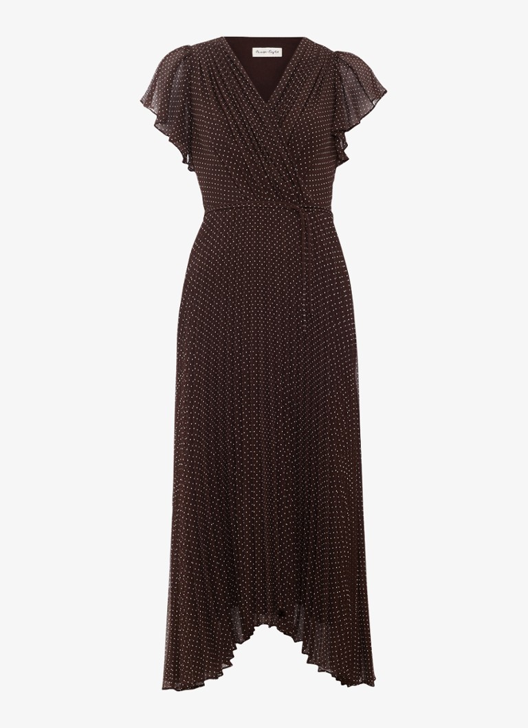 Phase Eight Dames Louisa midi jurk met plooidetail in de kleur Bruin