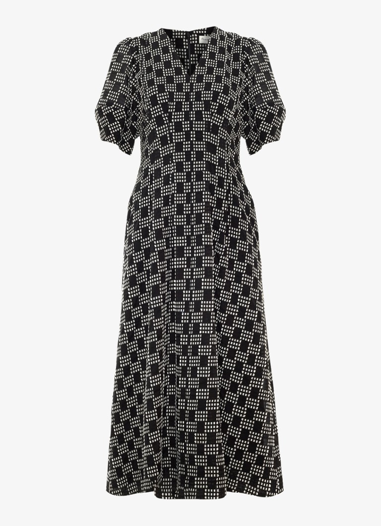 Phase Eight Dames Yasmine midi jurk met print in de kleur Zwart