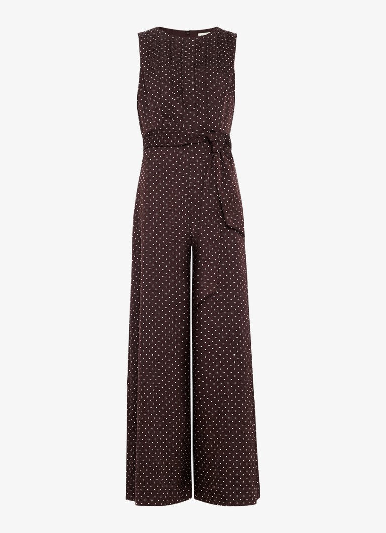 Phase Eight Dames Janine wide fit jumpsuit met stippenprint in de kleur Bruin